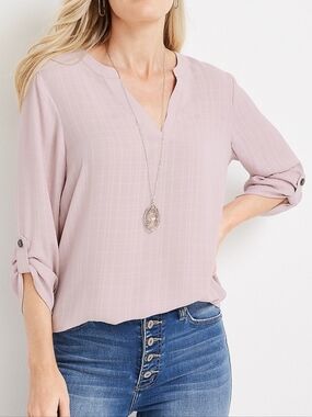 Maurices Atwood Women's Blush Pink Split-Neck Popover Blouse